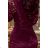 170-10 Lace dress with long sleeves and a neckline - dark plum