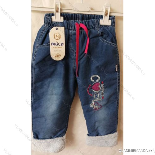 Rifle jeans  dětské dívčí s beránkem 110-128 ALYS RT23004