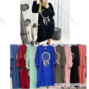 Women's Long Sleeve Hoodie Dress (S / M ONE SIZE) ITALIAN FASHION IMWA216095