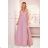 362-3 JUSTINE Long dress with a neckline and a tie - dirty pink