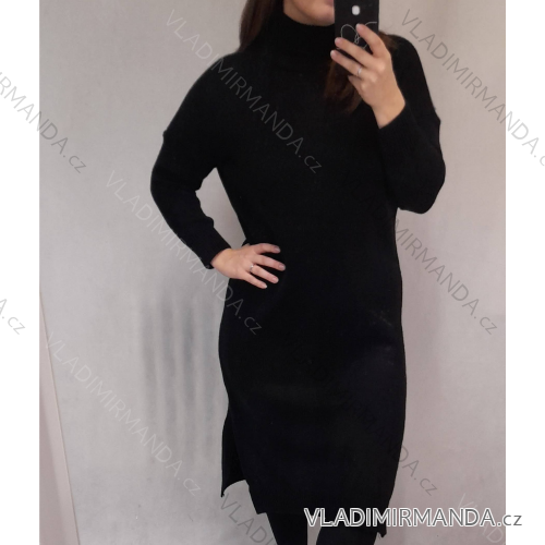 Šaty teplé dlouhý rukáv dámská (L/XL ONE SIZE) ITALSKá MóDA IM4212508 black L / XL one size