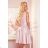 114-14 Flared dress - heart-shaped neckline - powder pink + glitter