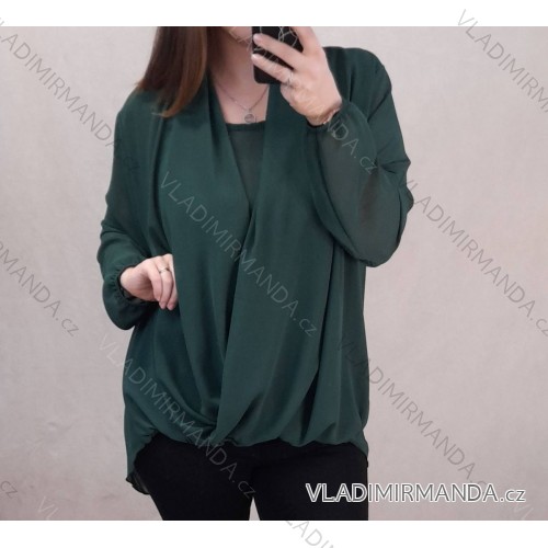 Tunic / blouse long sleeve women's oversized (3XL / 4XL ONE SIZE) ITALIAN FASHION IMWQ2191650 dark green