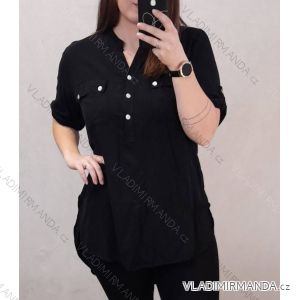 Dress shirt extended 3/4 sleeve oversize women (uni l-xl) ITALIAN FASHION IM420121