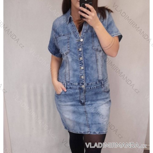 Denim short sleeve dress women (s-xl) GOURD MA120GD6047-J 3XL blue