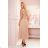 315-5 EMILY Pleated dress with frills and neckline - beige