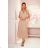 315-5 EMILY Pleated dress with frills and neckline - beige