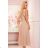 315-5 EMILY Pleated dress with frills and neckline - beige