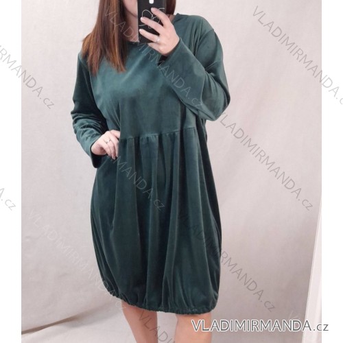 Long Sleeve Dress with Pendant Women's Oversized (3XL / 4XL ONE SIZE) ITALIAN FASHION IMWQ2115022/DR 5XL Green