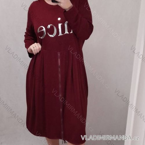 Long Sleeve Dress with Pendant Women's Oversized (3XL / 4XL ONE SIZE) ITALIAN FASHION IMWQ2115022