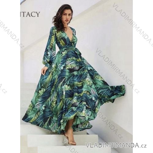 Summer long sleeve flowered women's dress (UNI S / L) ITALIAN FASHION IMK20150