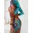 Summer long sleeve flowered women's dress (UNI S / L) ITALIAN FASHION IMK20150