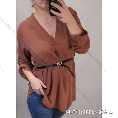 Tunic oversize long sleeve women's oversized (2XL / 3XL ONE SIZE) ITALIAN FASHION IM321551 Brown 2XL/3XL