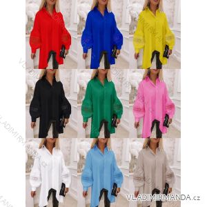 Šaty elegantní košilové dlouhý rukáv dámské (S/M ONE SIZE) ITALSKÁ MÓDA IMWY21734