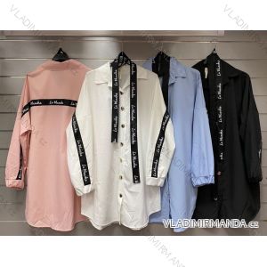 Šaty elegantní košilové dlouhý rukáv dámské (S/M ONE SIZE) ITALSKÁ MÓDA IMWY21734
