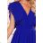 367-2 YANA Midi dress with pleated frills and a neckline - royal blue