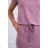 Viscose dress tied at the waist with short sleeves, dark pink