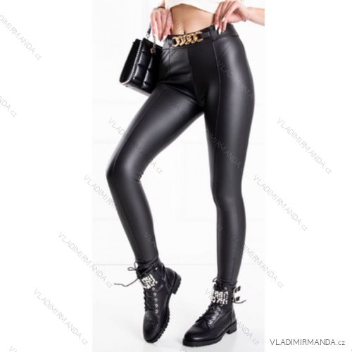 Elegant Long Leatherette High Waist Pants Women (S-XL) ITALIAN FASHION IMWA216601