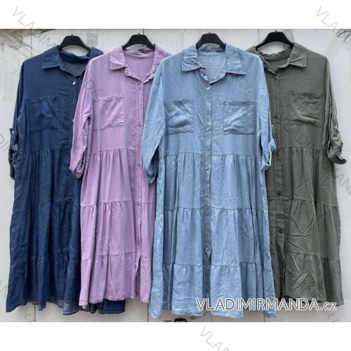 Summer Shirt Dress Long Sleeve Oversize Women's (S / M ONE SIZE) ITALIAN FASHION IMWM216078