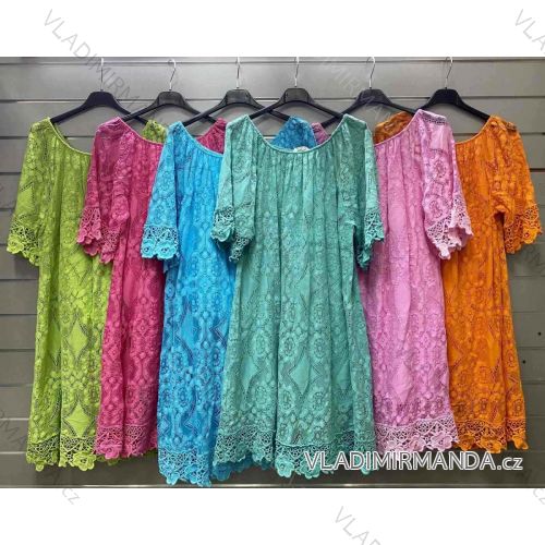 Women's Lace Cotton Summer Dress Carmen (S / M / L ONE SIZE) ITALIAN FASHION IMWG221517