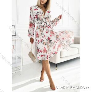 Women's Chiffon Flowered Long Sleeve Dress (S / M / L ONE SIZE) ITALIAN FASHION IMWG221531