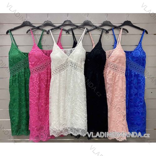 Women's Lace Cotton Summer Dress on Straps (S / M ONE SIZE) ITALIAN FASHION IMWG221546