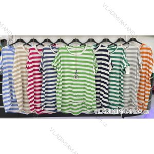 T-shirt with pendant cotton oversize short sleeve women's oversized stripe (L / XL / 2XL ONE SIZE) ITALIAN FASHION IMWD221557