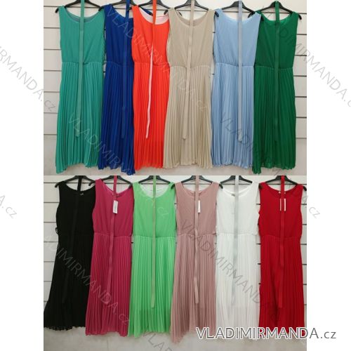 Women's Long Summer Chiffon Dress with Sleeveless Strap (S / M ONE SIZE) ITALIAN FASHION IMWY221583