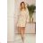 287-15 SOFIA Butterfly dress with a binding at the waist - beige