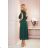 367-1 YANA Midi dress with pleated frills and a neckline - green