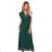 367-1 YANA Midi dress with pleated frills and a neckline - green