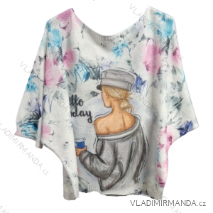 Women's oversize sweater with print (M / L ONE SIZE) ITALIAN FASHION IMB22BRENDA