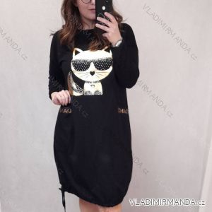 Women's Long Sleeve Hoodie Dress (S / M ONE SIZE) ITALIAN FASHION IMWA216095