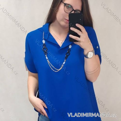 Dress shirts long 3/4 sleeve ladies with pocket thin (uni sl) ITALIAN Fashion IM318335 L / XL Royal blue