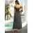 Women's Long Flared Dress Carmen Shoulders (S / M ONE SIZE) ITALIAN FASHION IMWA221622