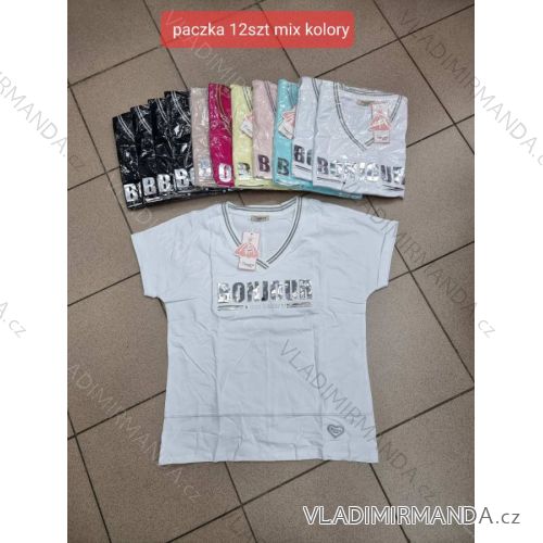 Tričko krátký rukáv dámské (S/M ONE SIZE) TURECKÁ MÓDA TMWG22G5547