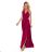 362-5 JUSTINE Long dress with a neckline and a tie - Burgundy color