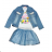 Set denim jacket, t-shirt and skirt for children youth girls (4-12 years) SEAGULL SEA20001