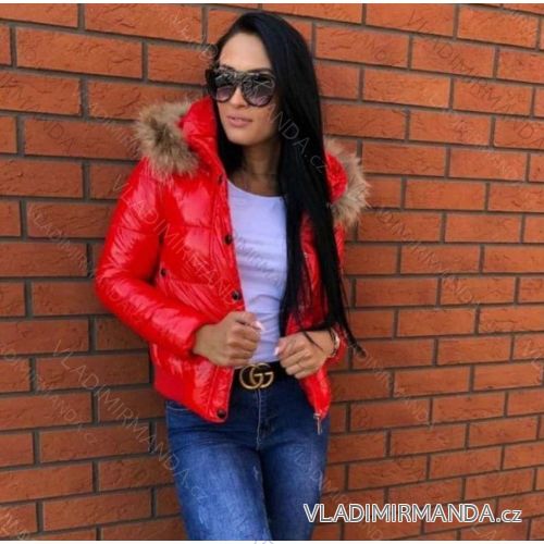 Jacket winter quilted glossy with fur women's (s-xl) ITALIAN FASHION IM619745