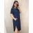 Long Maxi Summer Casual Short Sleeve Women's Viscose Dress (L/XL/2XL/3XL ONE SIZE) ITALIAN FASHION IMD22382/DR - Fuchsia Pink - 2XL/3XL