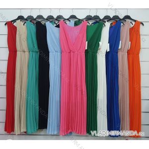 Šaty dlouhé letní šifonové bez rukávu dámské (S/M/L ONE SIZE) ITALSKÁ MÓDA IMWA222037