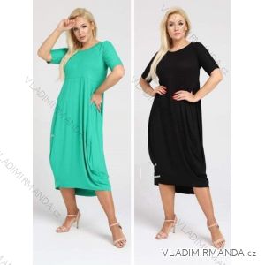 Long Summer Short Sleeve Dress Women's Plus Size (XL / 2XL / 3XL ONE SIZE) POLISH FASHION PMLT2214