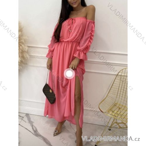 Women's Long Summer Chiffon Dress Long Sleeve Women (S / M ONE SIZE) ITALIAN FASHION IMWG222179