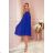 350-9 ALIZEE - chiffon dress with a binding - blue