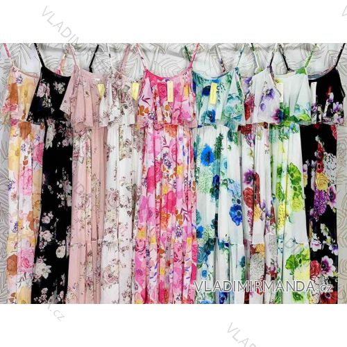 Women's Long Chiffon Summer Strapless Dress (S / M / L ONE SIZE) ITALIAN FASHION IMWE222433