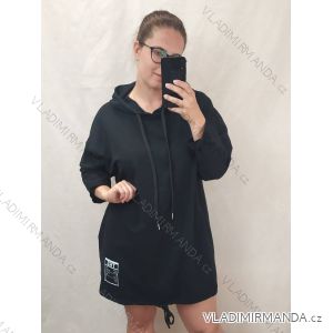 Women's Oversized Long Zippered Extended Hoodie Long Sleeve (M / L ONE SIZE) ITALIAN FASHION IM4213303