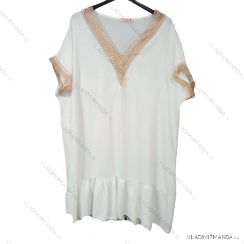 Women's Short Sleeve Summer Dress (S / M ONE SIZE) ITALIAN FASHION IMWG222603 white L / XL