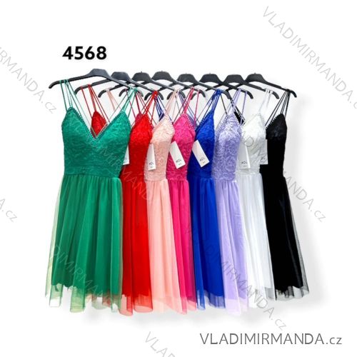 Elegant formal dress with lace on straps women (S / M ONE SIZE) ITALIAN FASHION IMPHD224568