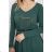 Dress with a decorative belt and a dark green inscription