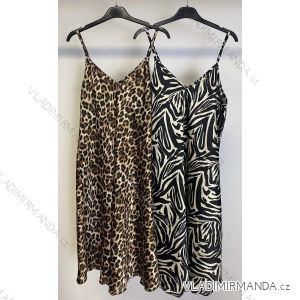 Summer satin dress with straps women's leopard (S / M ONE SIZE) ITALIAN FASHION IMM22933